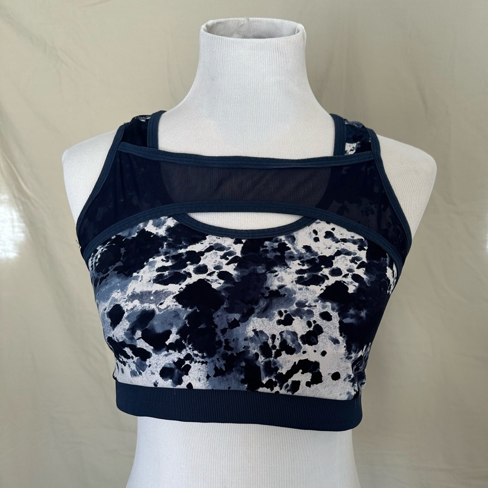 Tommy Hilfiger Navy & White Sports Bra removable pads racerback large low impact